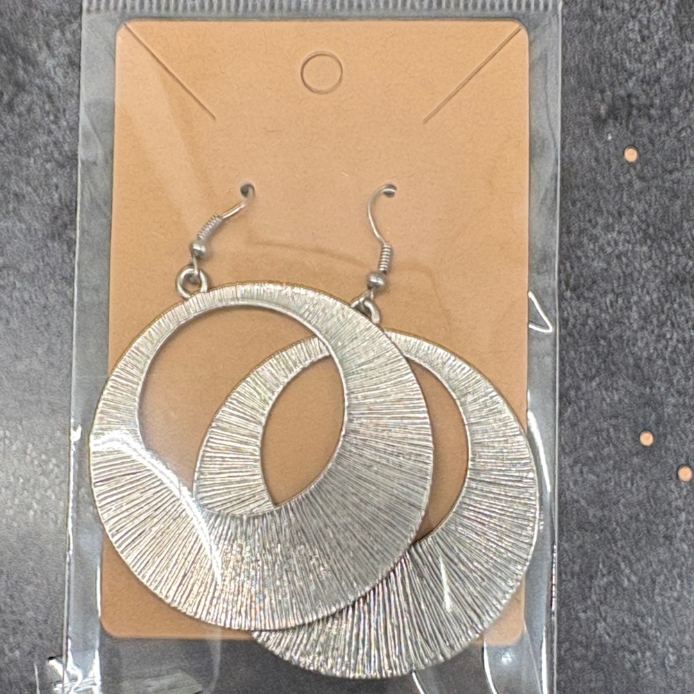 Silver Textured Hoop Earrings